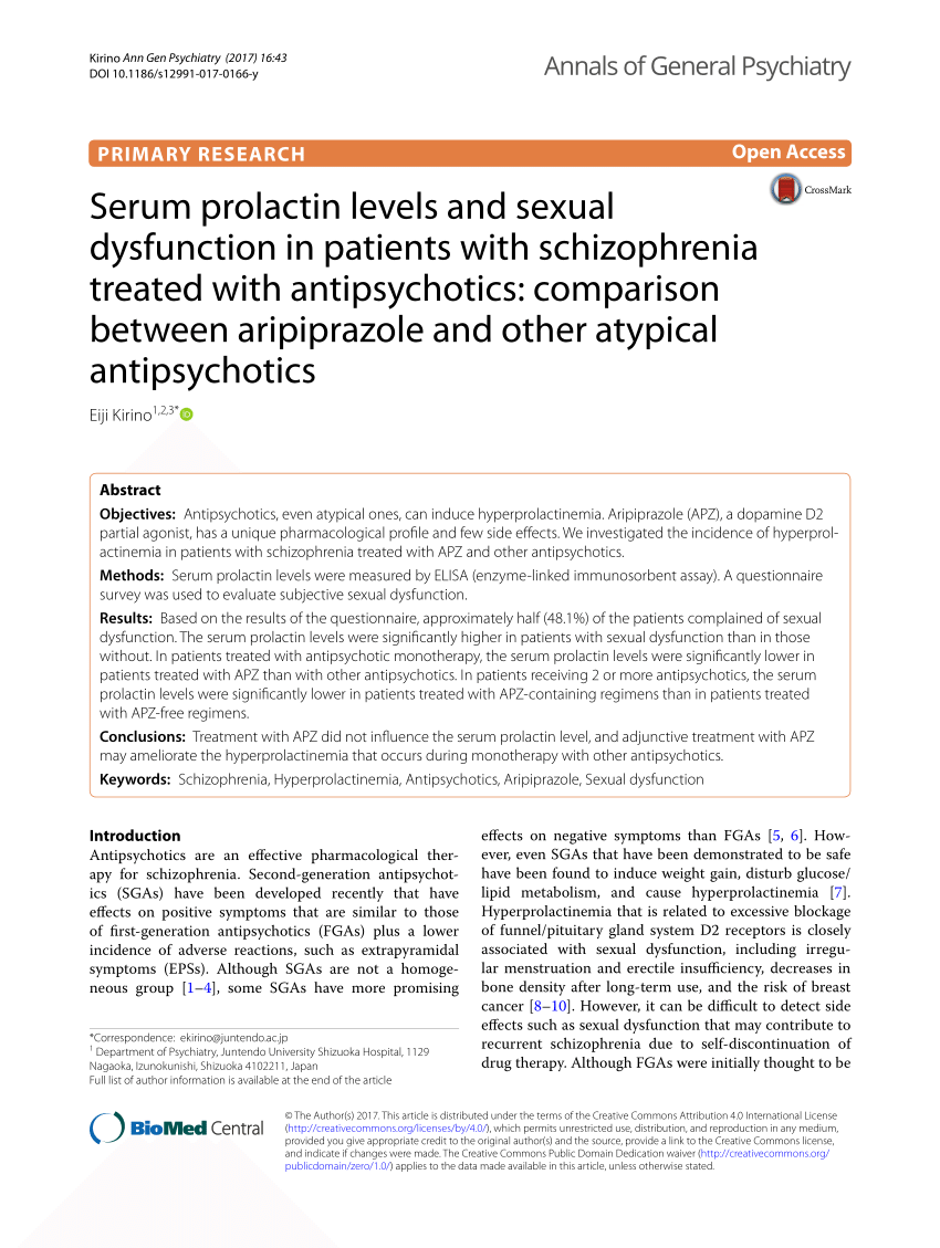 PDF Serum prolactin levels and sexual dysfunction in patients