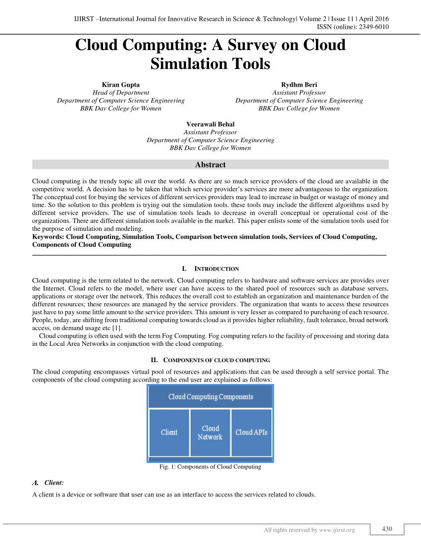 PDF Cloud Computing A Survey on Cloud Simulation Tools