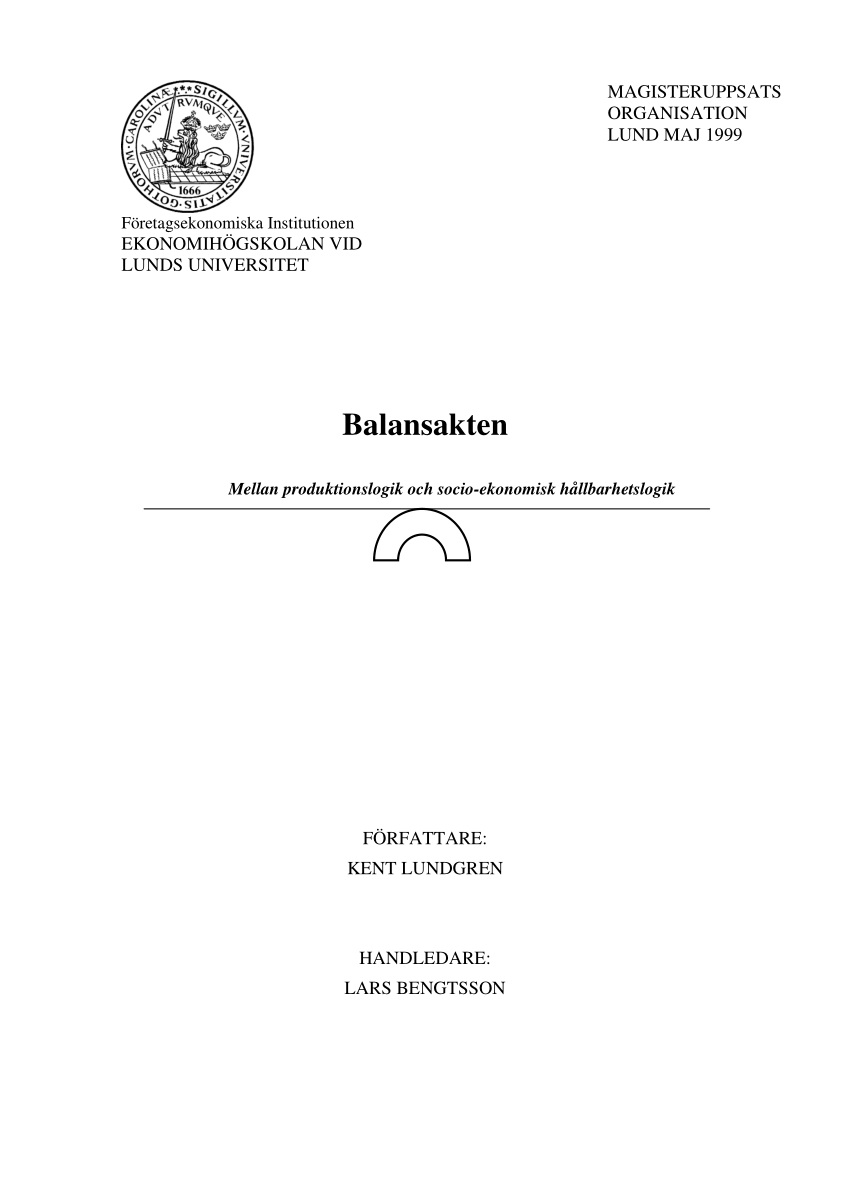 Pdf Balansakten Mellan Produktionslogik Och Socio Ekonomisk