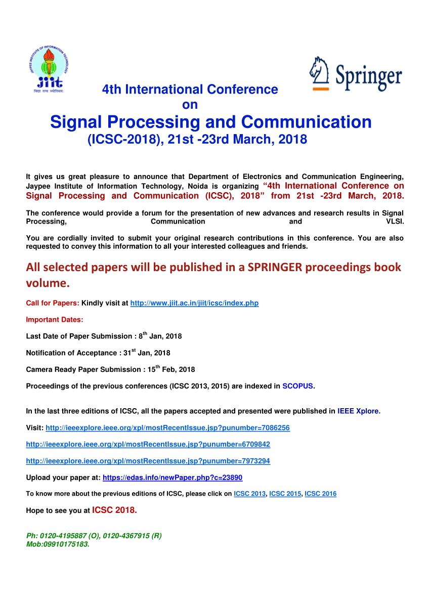 (PDF) 4th International Conference on Signal Processing and Communication