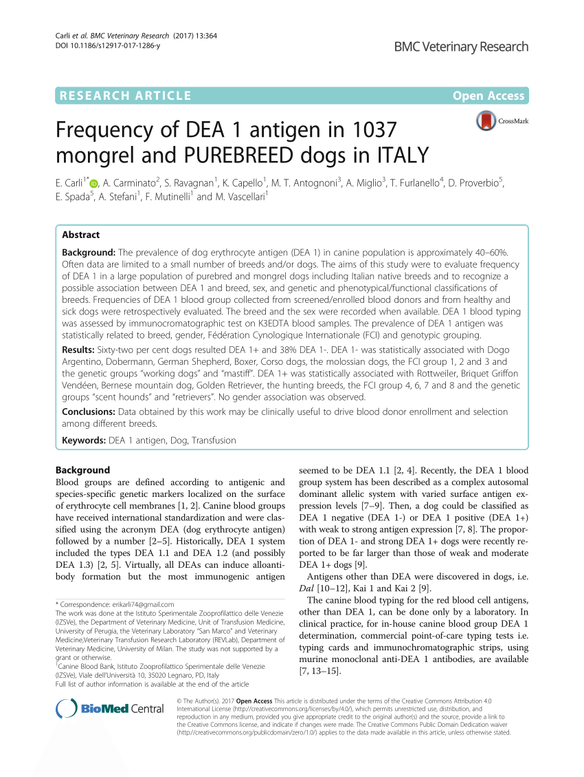 PDF) Frequency of DEA 1 antigen in 1037 