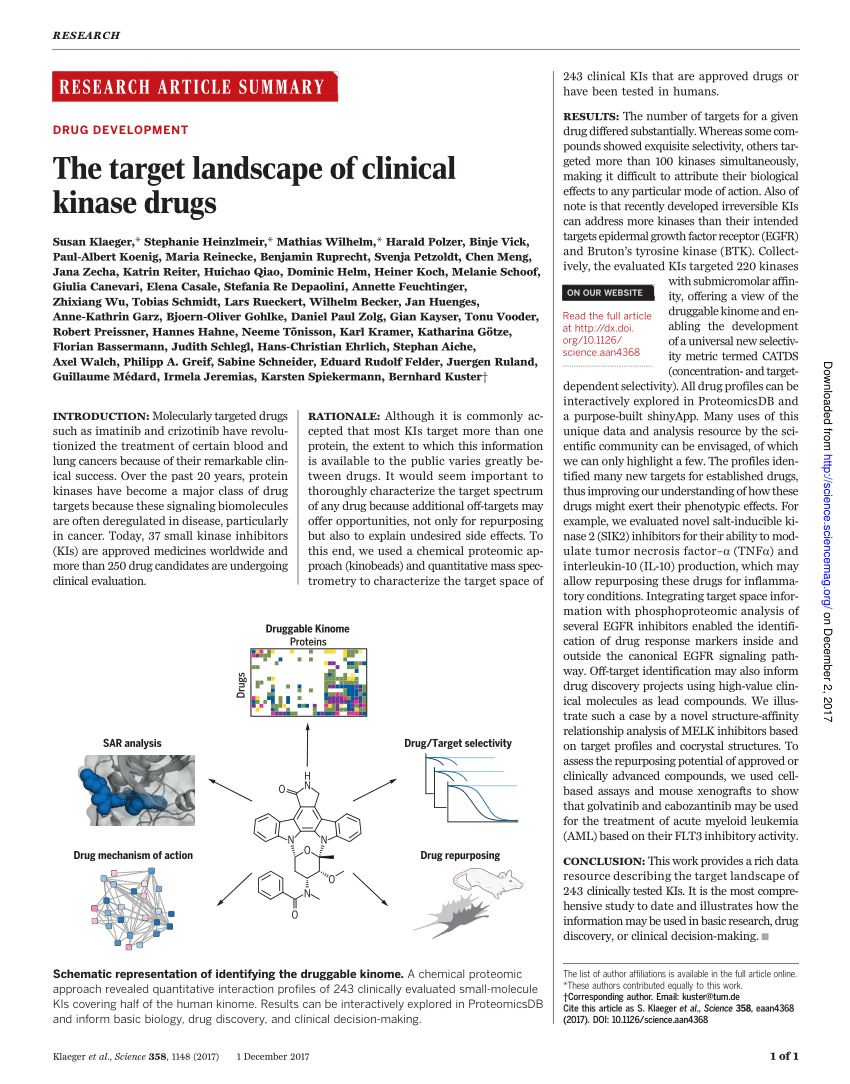 PDF) The target landscape of clinical kinase drugs