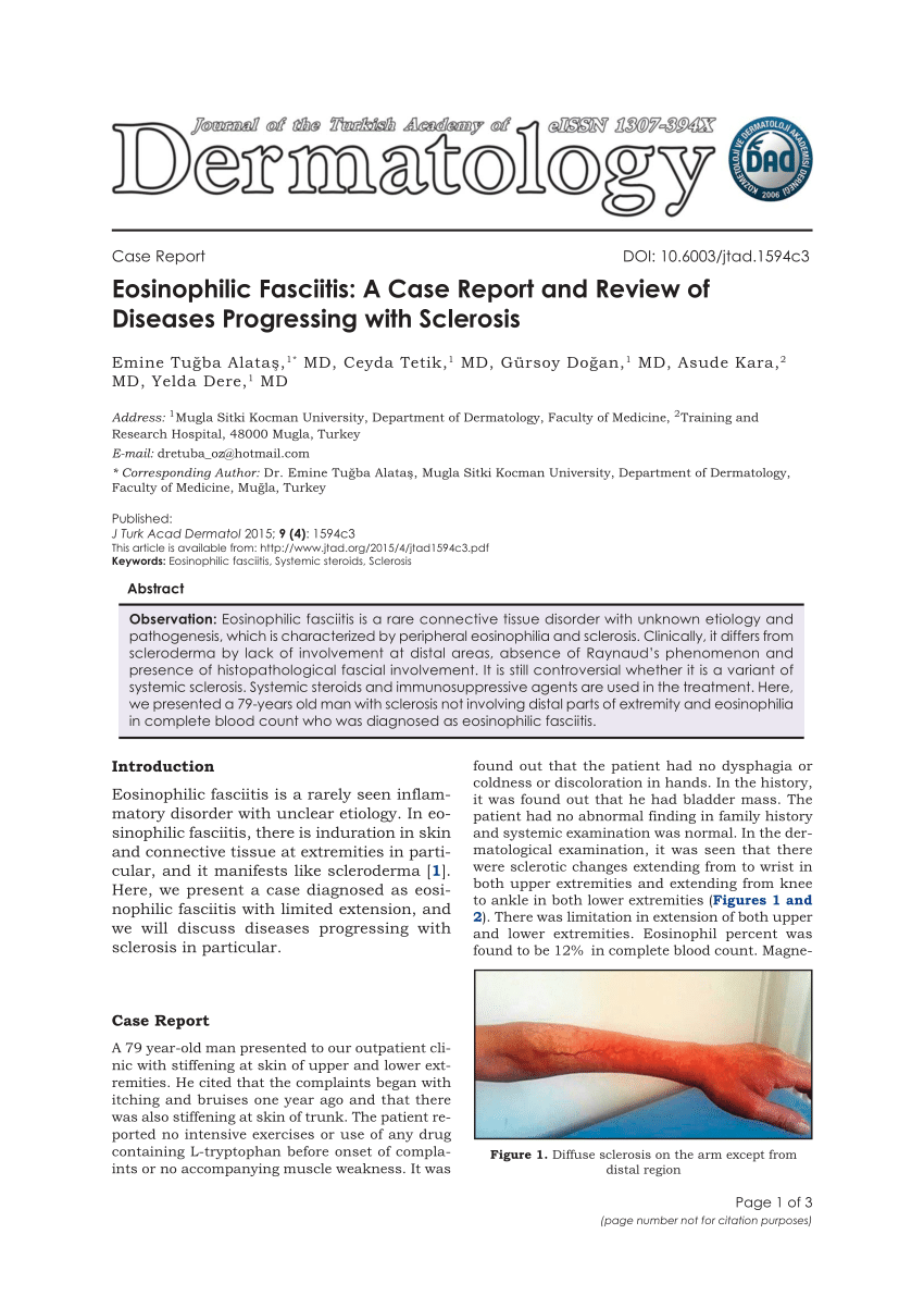 Pdf Eosinophilic Fasciitis A Case Report And Review Of Diseases
