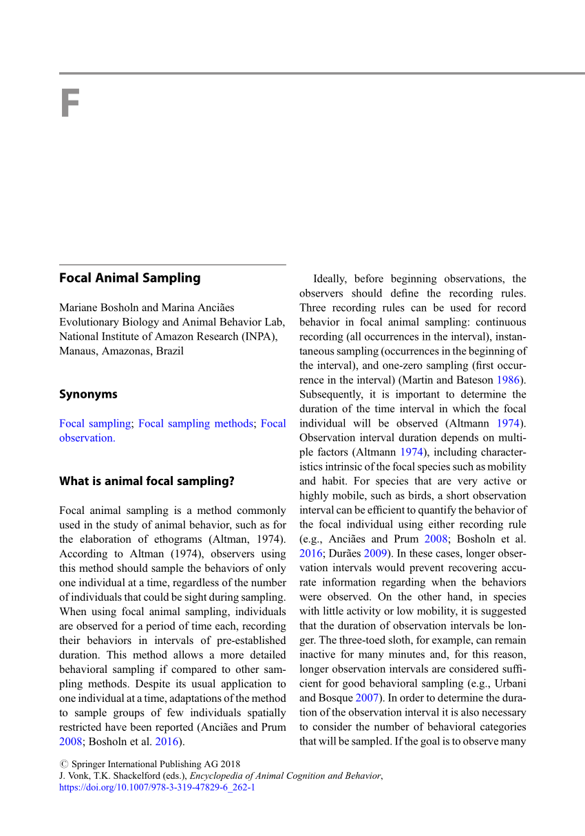 PDF) Focal Animal Sampling