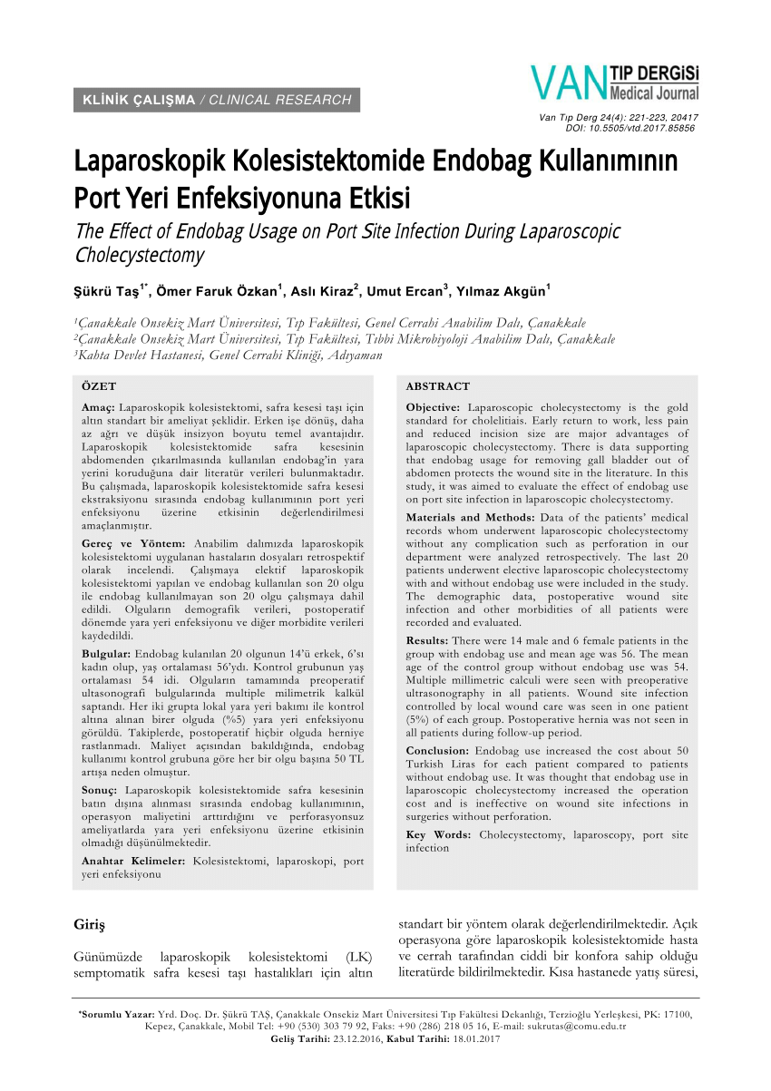 PDF The Effect of Endobag Usage on Port Site Infection During  