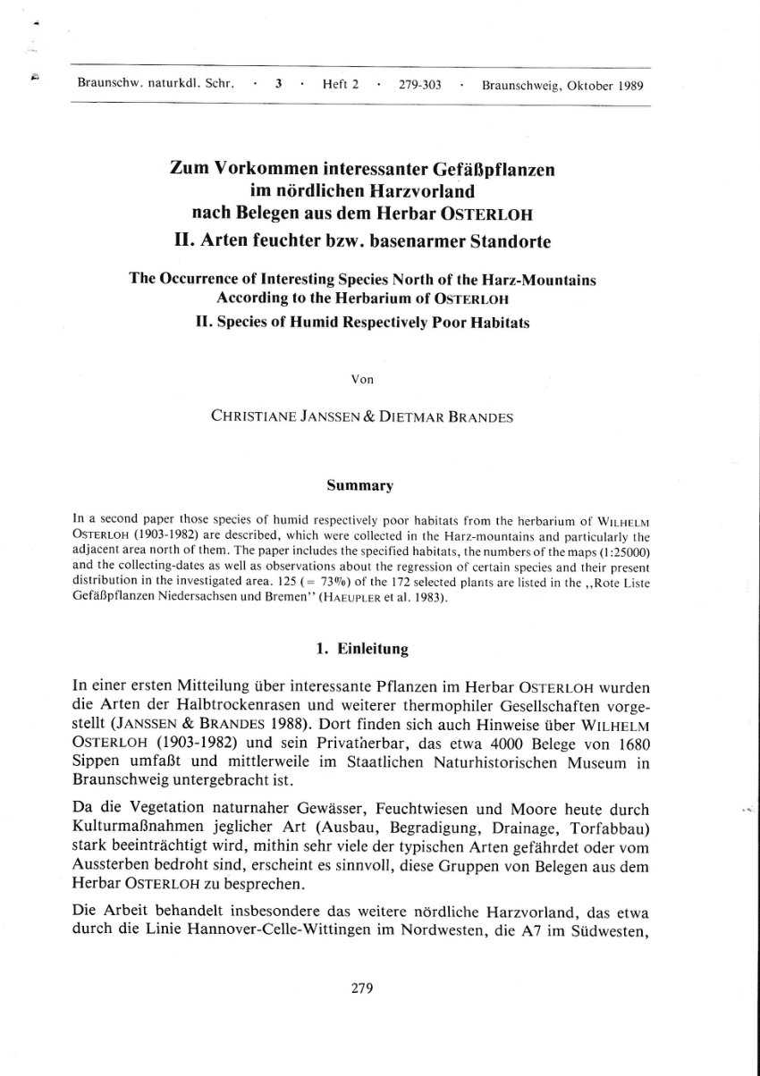 PDF Rote Liste und Florenliste der Farn und Blütenpflanzen in Niedersachsen und Bremen 5 Fassung Stand 1 3 2004