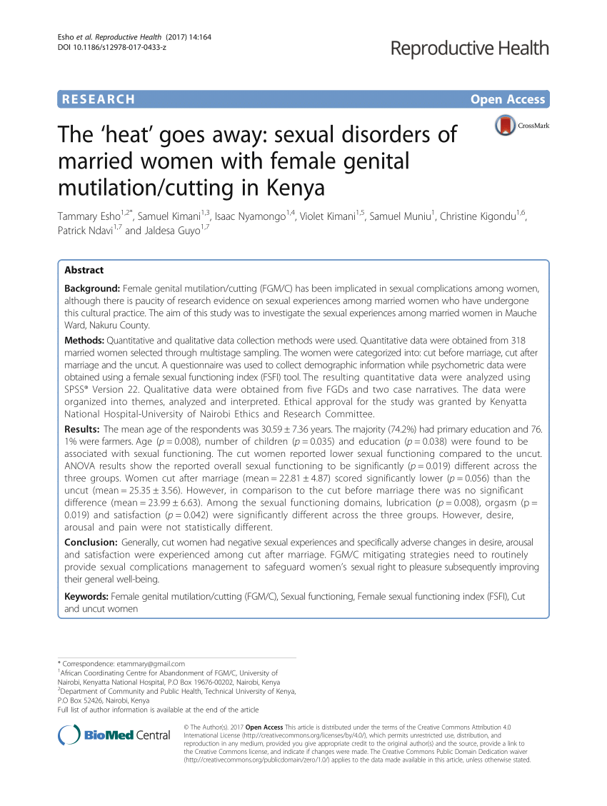 PDF) The heat goes away Sexual disorders of married women with female genital mutilation/cutting in Kenya pic