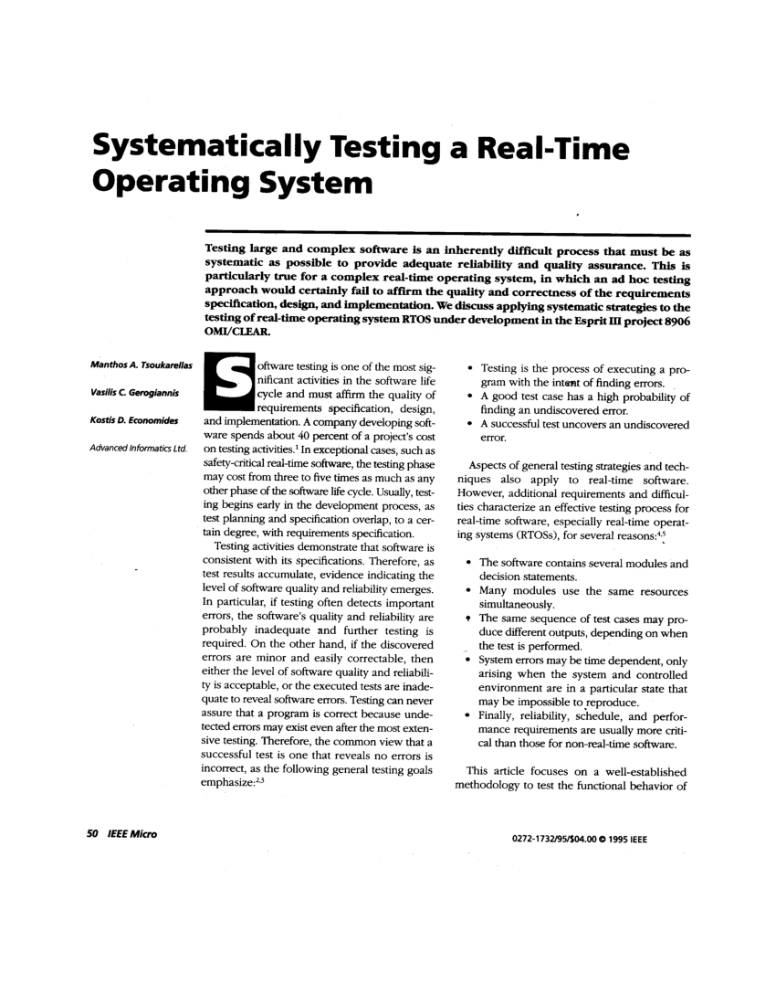 real time operating system research papers