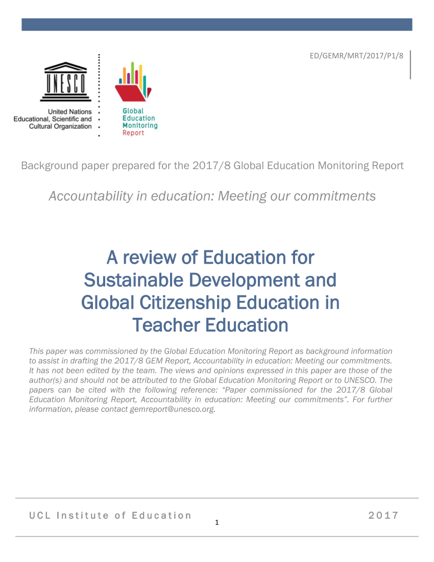 PDF) A review of education for sustainable development and global 