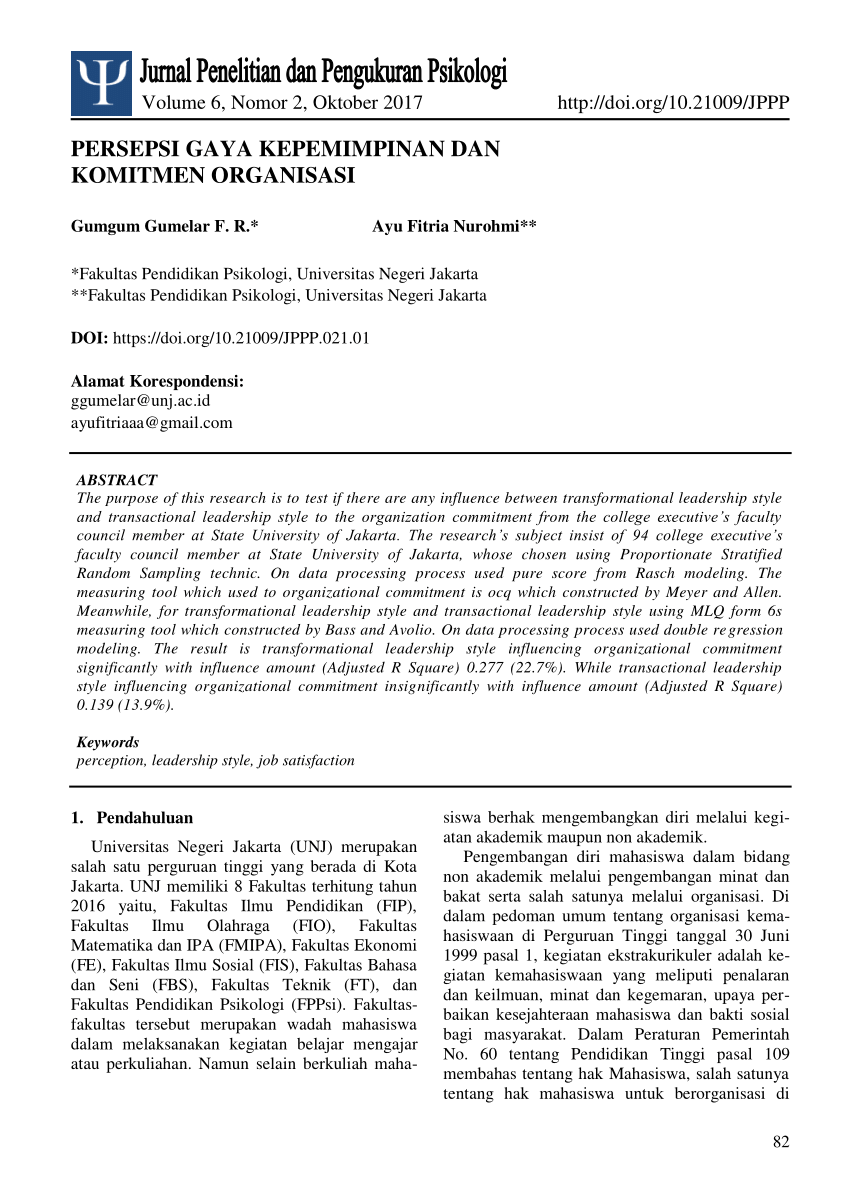 PDF PERSEPSI GAYA KEPEMIMPINAN DAN KOMITMEN
