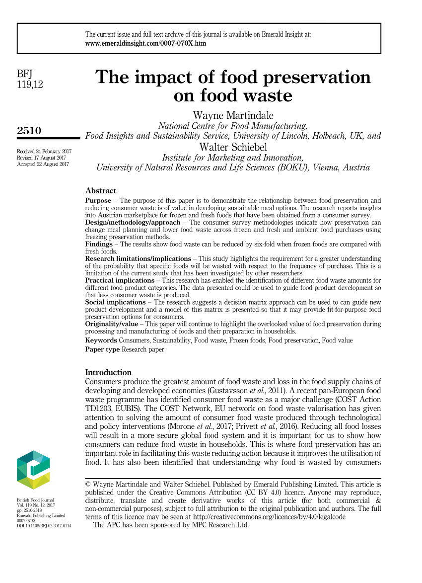 research study on food