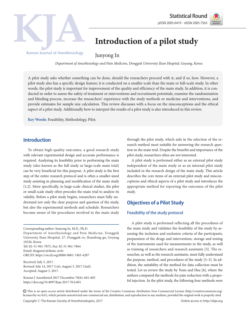 example of pilot study in research methodology