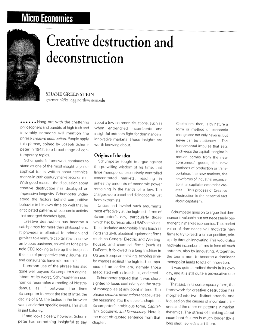 creative destruction essay