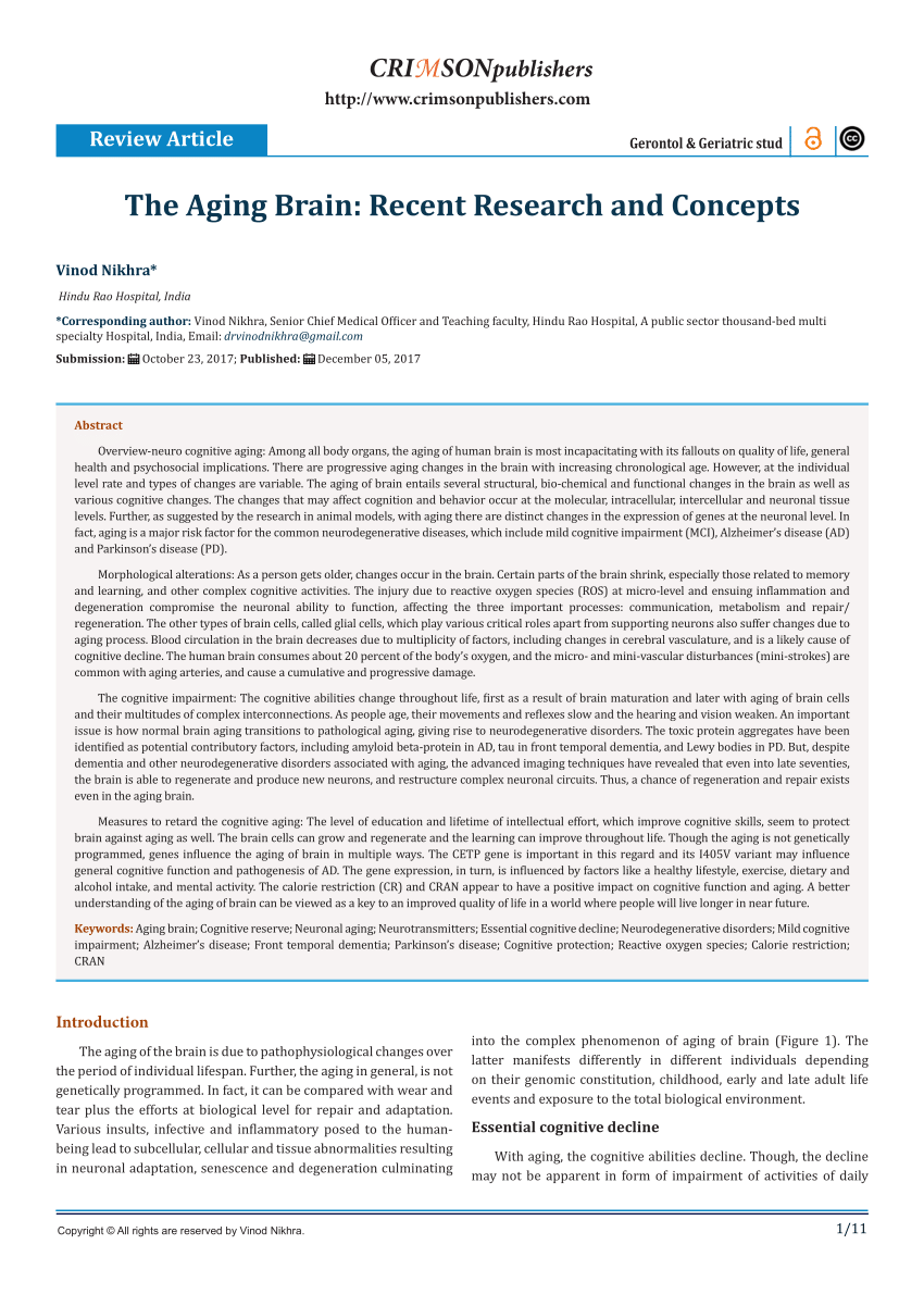 aging brain research paper