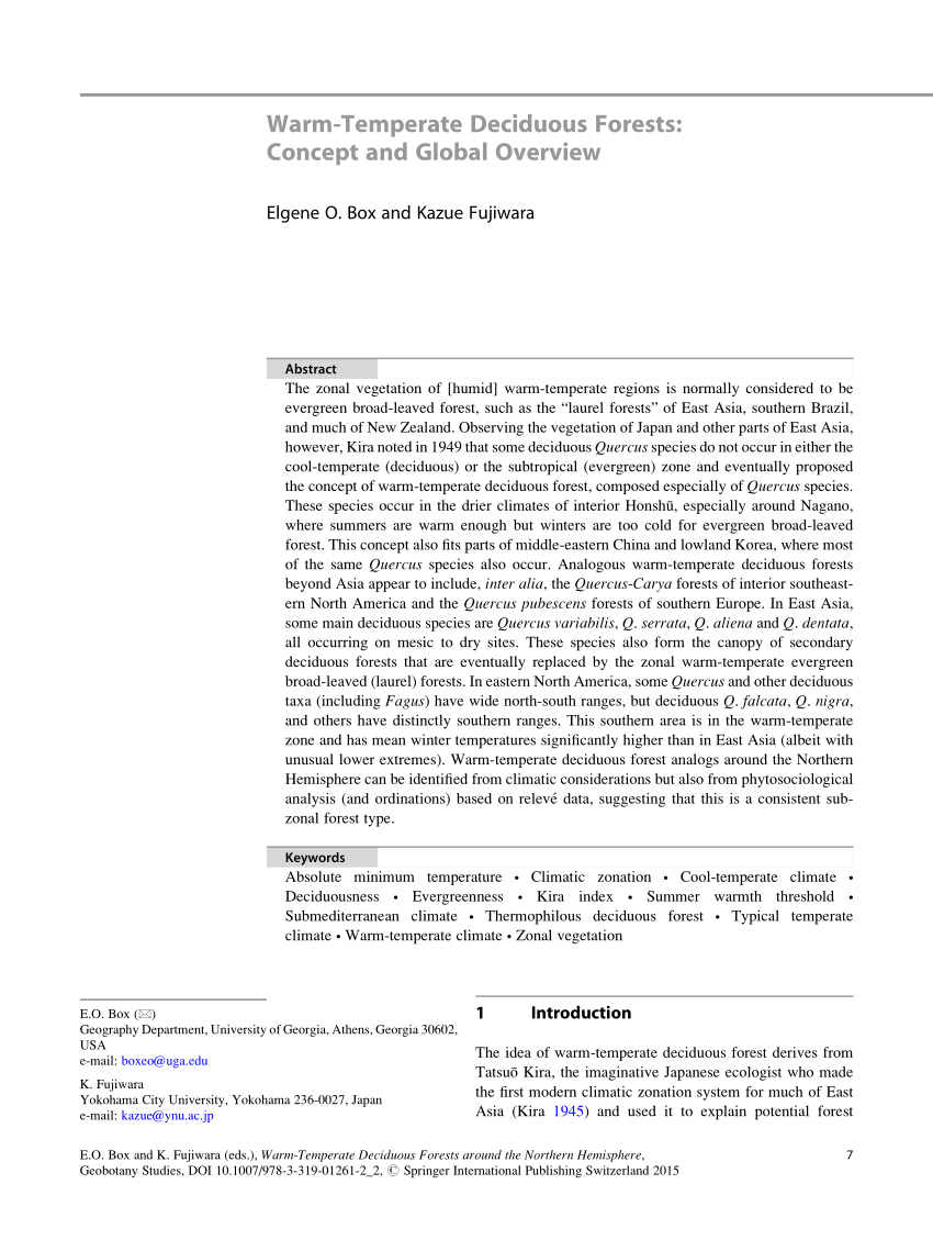 PDF) Warm-Temperate Deciduous Forests around the Northern Hemisphere