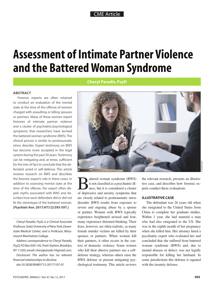PDF) Assessment of Intimate Partner Violence and the Battered Woman Syndrome