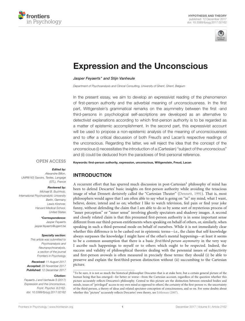 Pdf Expression And The Unconscious