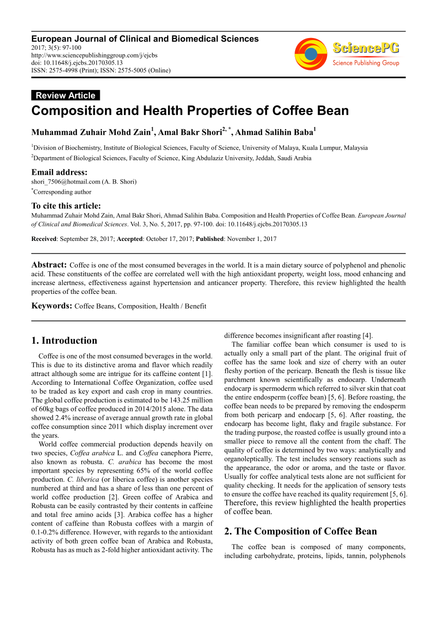research articles coffee