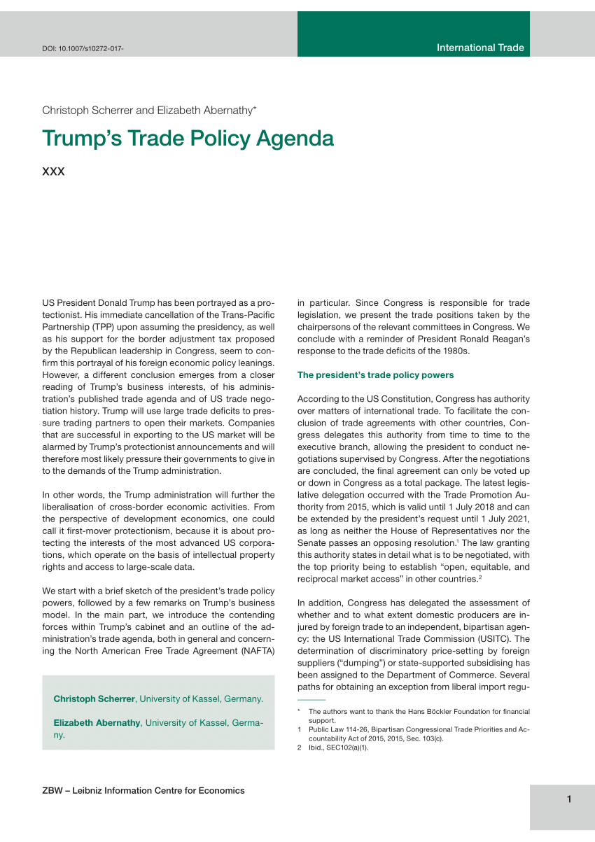 (PDF) Trump’s Trade Policy Agenda