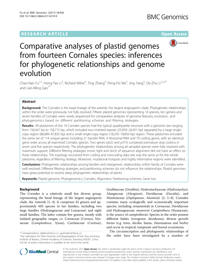 PDF) Comparative analyses of plastid genomes from fourteen 