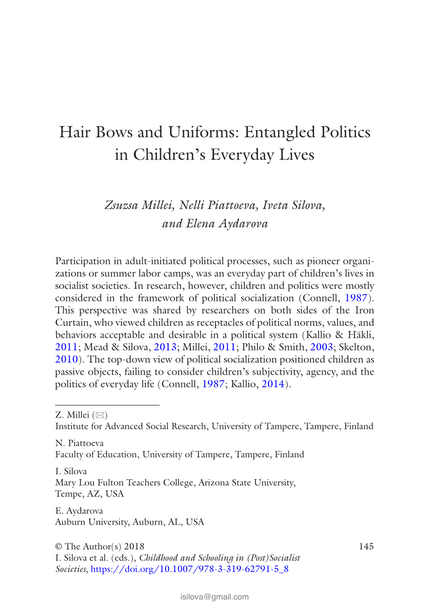 PDF) Hair Bows and Uniforms: Entangled Politics in Children's ...