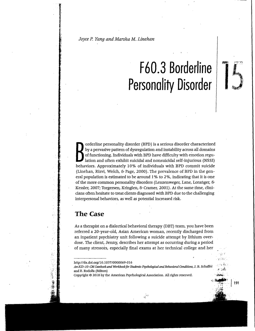 borderline personality disorder case study paper