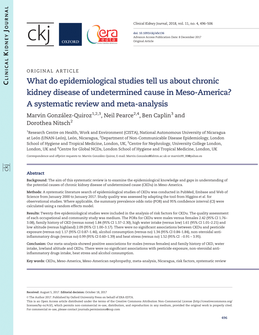 (PDF) What do epidemiological studies tell us about chronic kidney