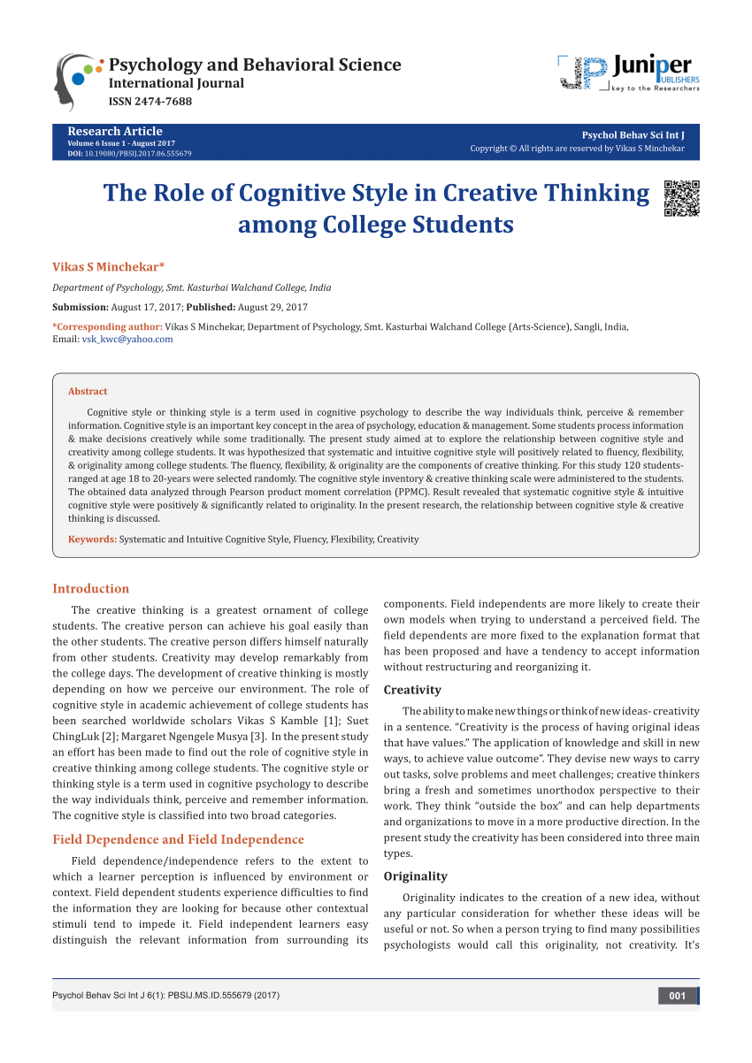 research paper cognitive style