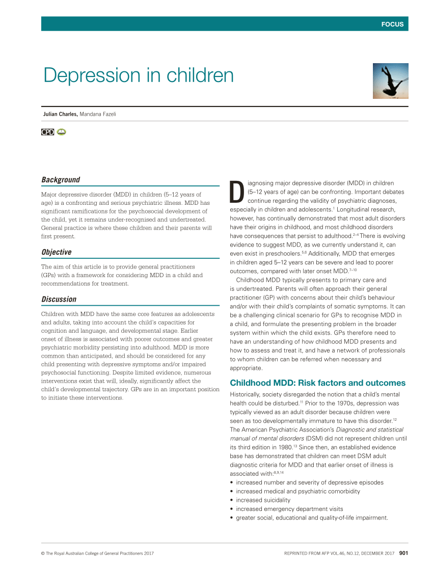 research paper on child depression