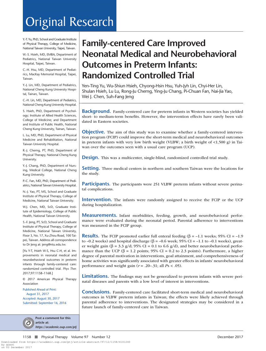 (PDF) Family-centered Care Improved Neonatal Medical and ...