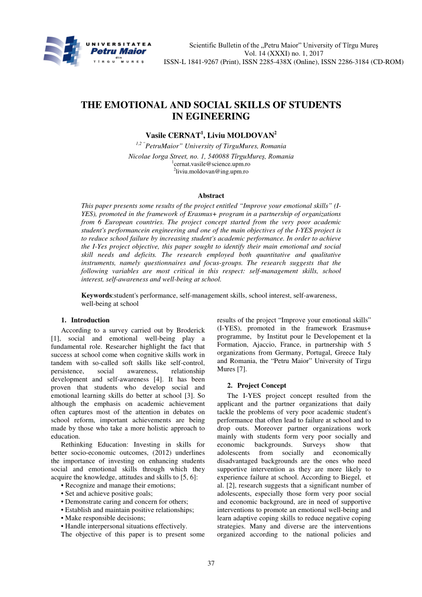 Pdf The Emotional And Social Skills Of Students In Engineering