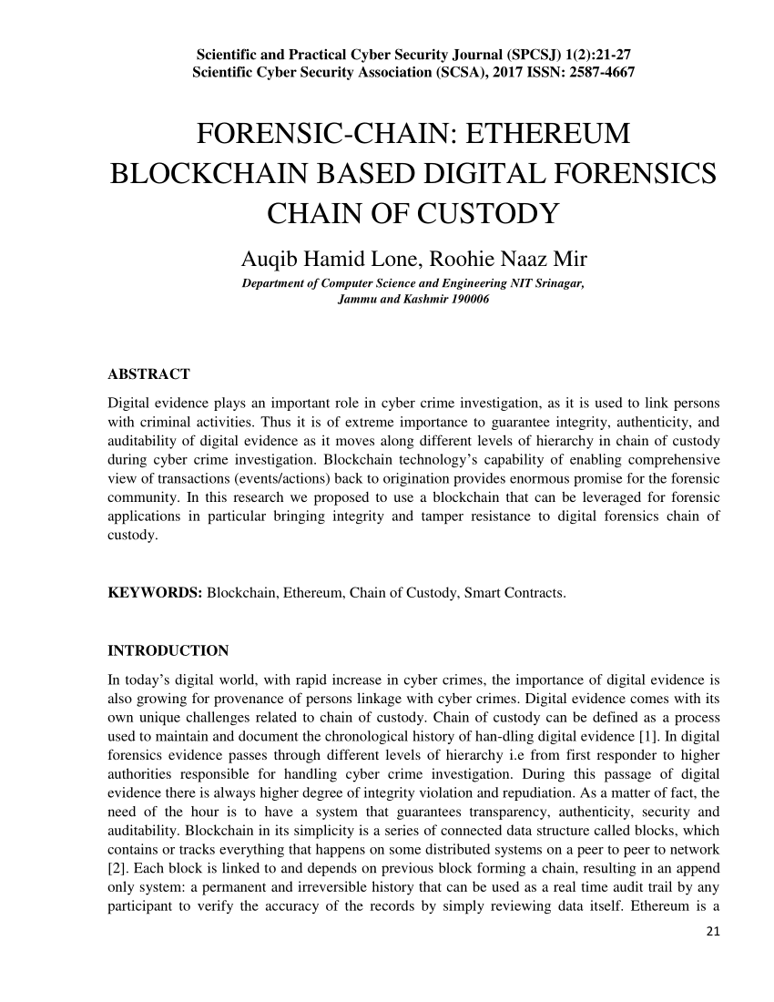 ethereum chain of custody