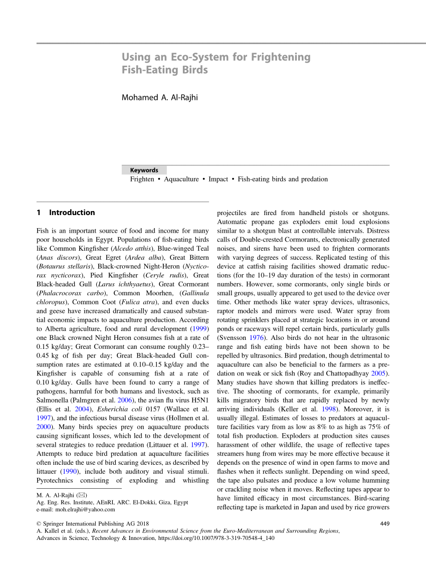 (PDF) Using an Eco-System for Frightening Fish-Eating Birds