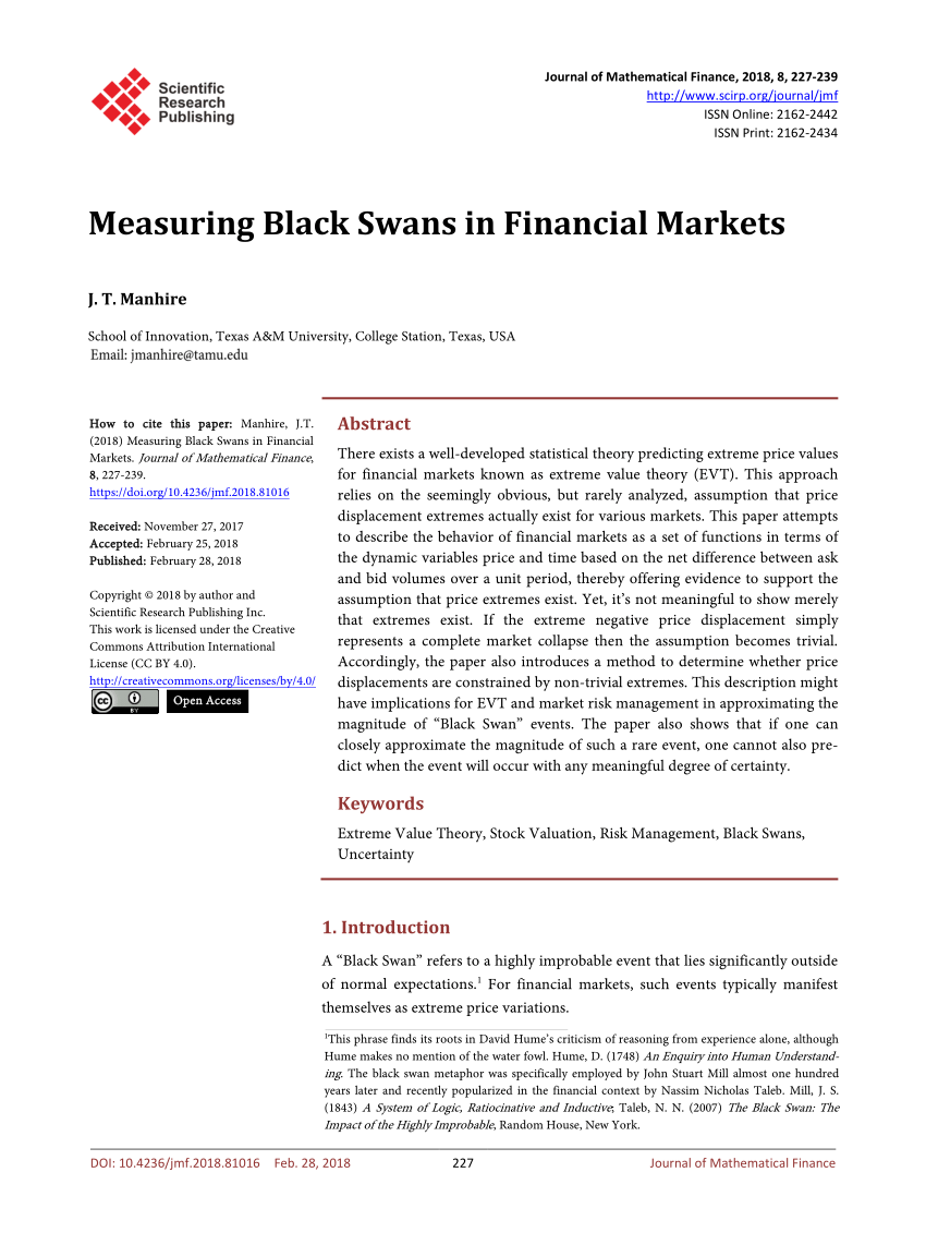 PDF) Black Swans in Financial Markets
