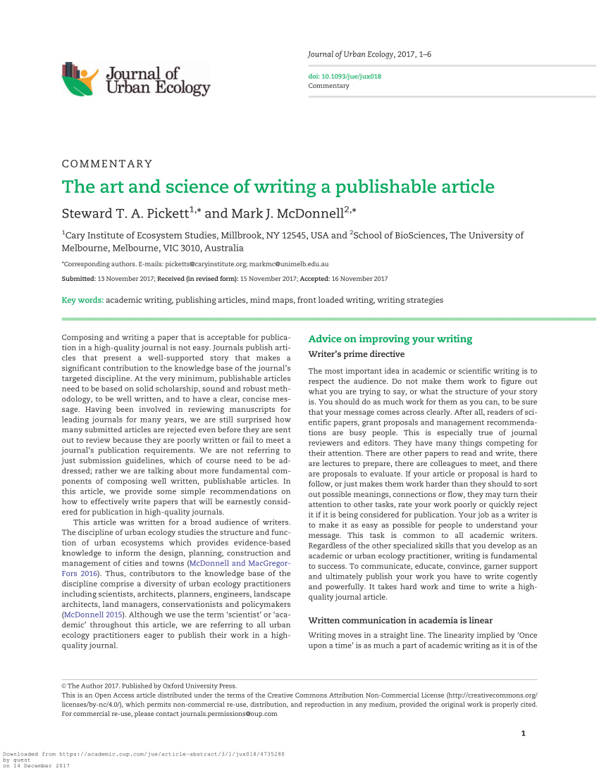 the art of writing a scientific article