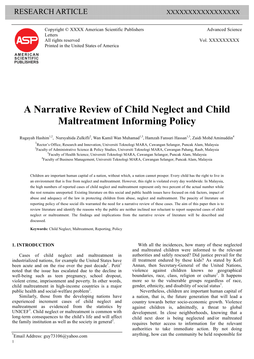 literature review on child neglect