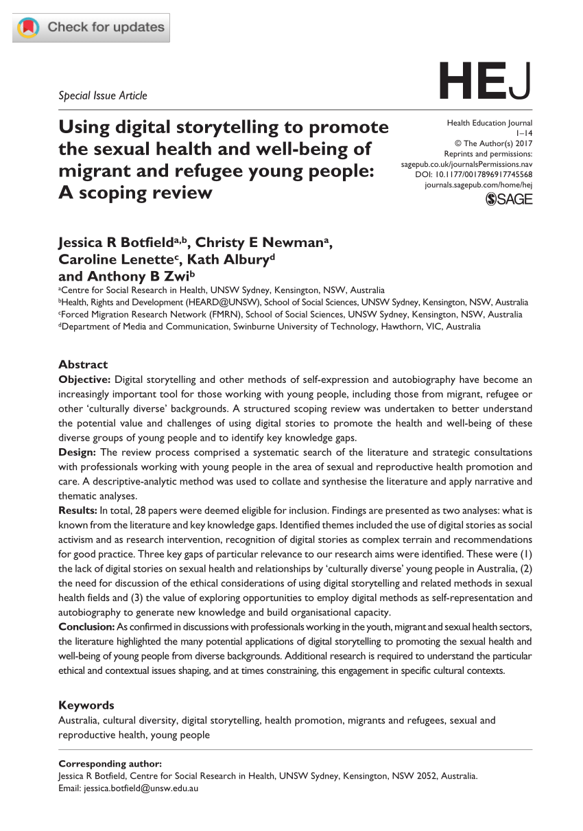 PDF Using digital storytelling to promote the sexual health and