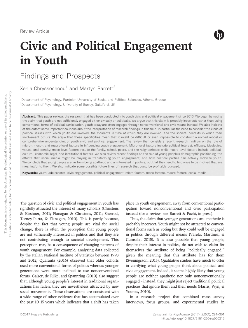 civic engagement research paper sample