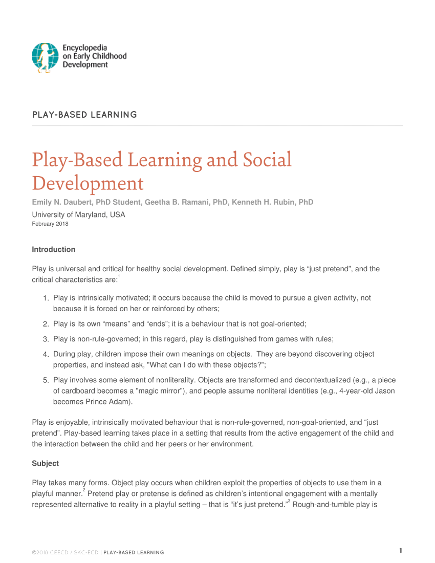thesis on play based learning