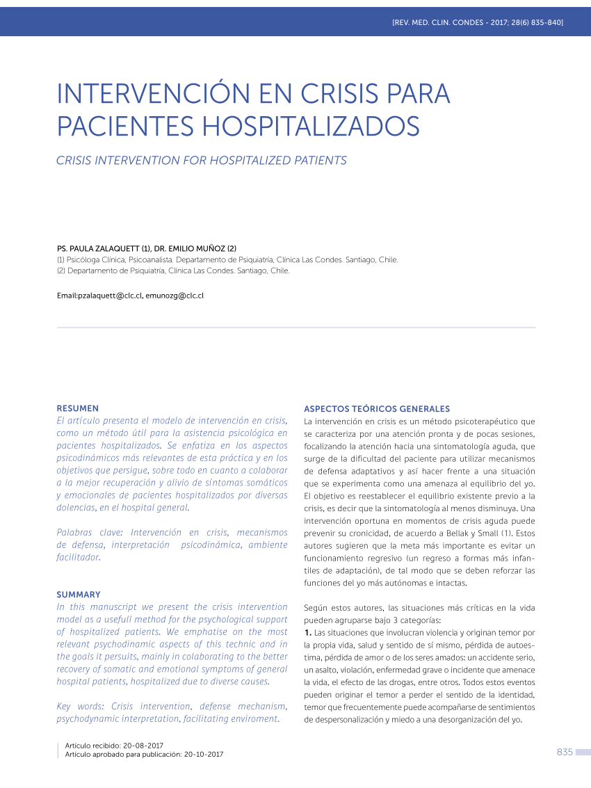 Pdf IntervenciÓn En Crisis Para Pacientes Hospitalizados 0064