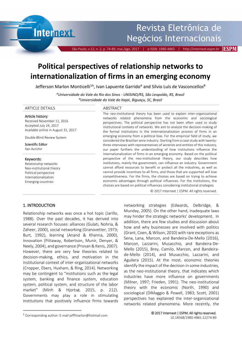 Pdf Political Perspectives Of Relationship Networks To