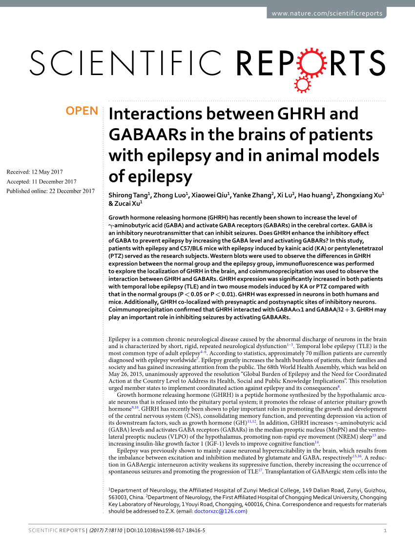 (PDF) Interactions between GHRH and GABAARs in the brains of patients