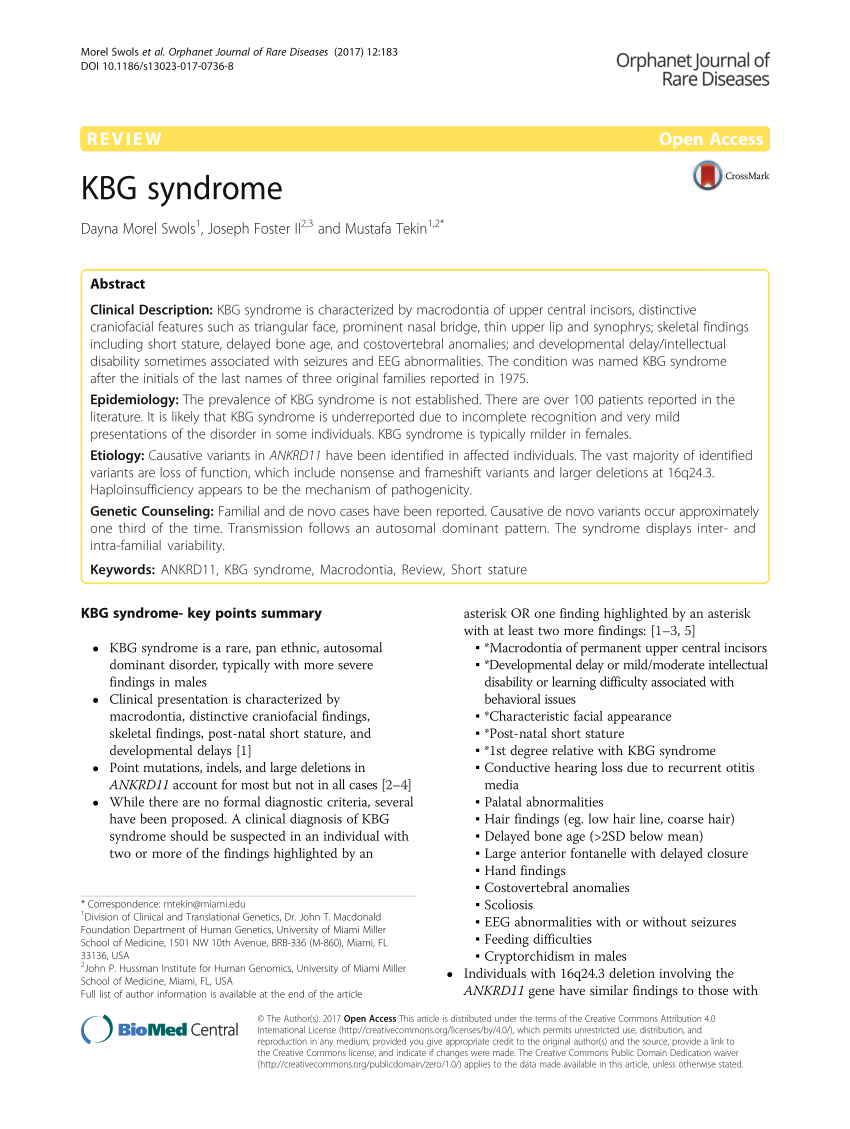 Pdf Kbg Syndrome