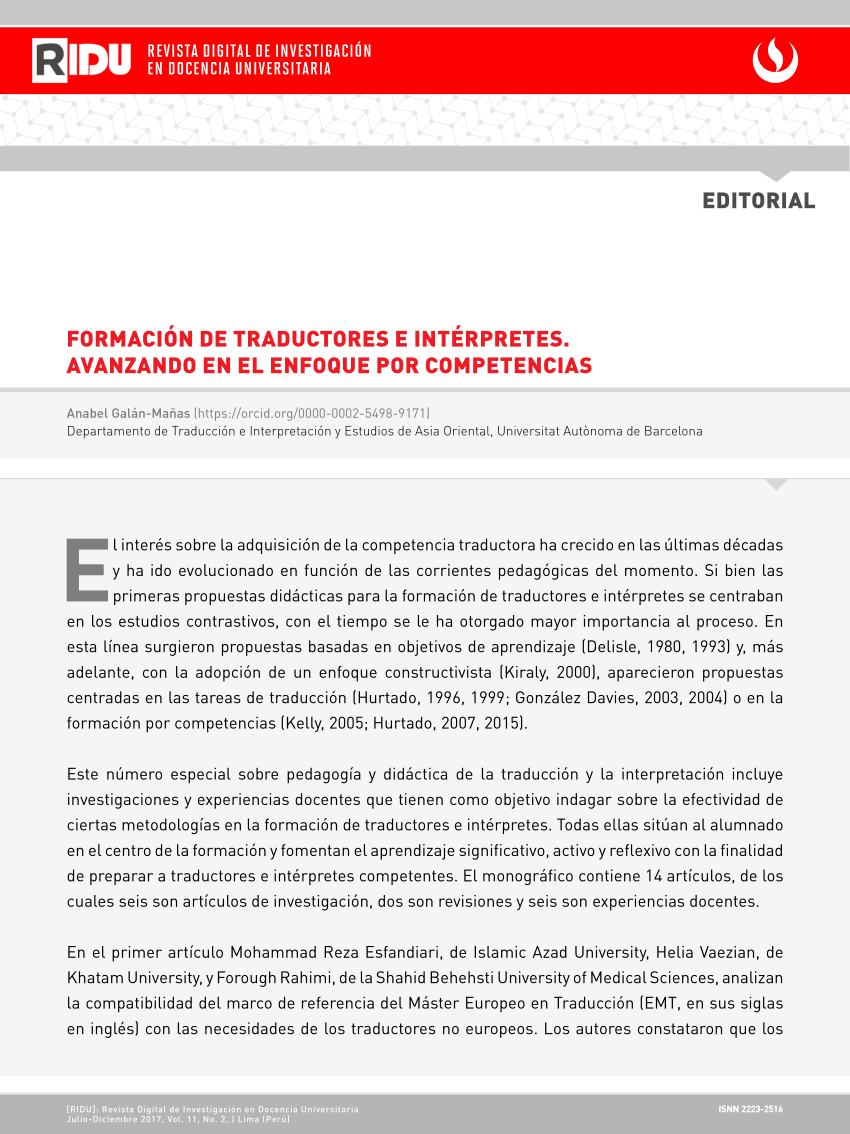 Pdf Formacon De Traductores E Interpretes Avanzando En El Enfoque Por Competencias