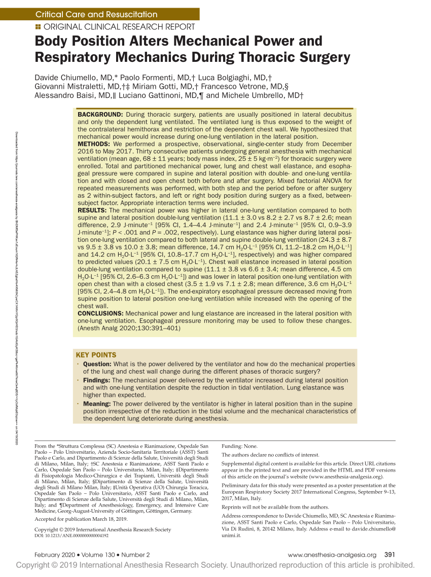 PDF Effects of position and open chest on lung and chest wall