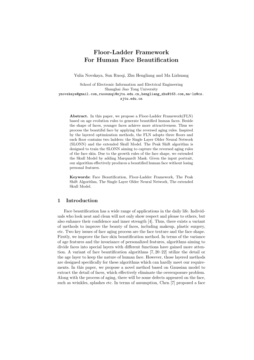 Pdf Floor Ladder Framework For Human Face Beautification