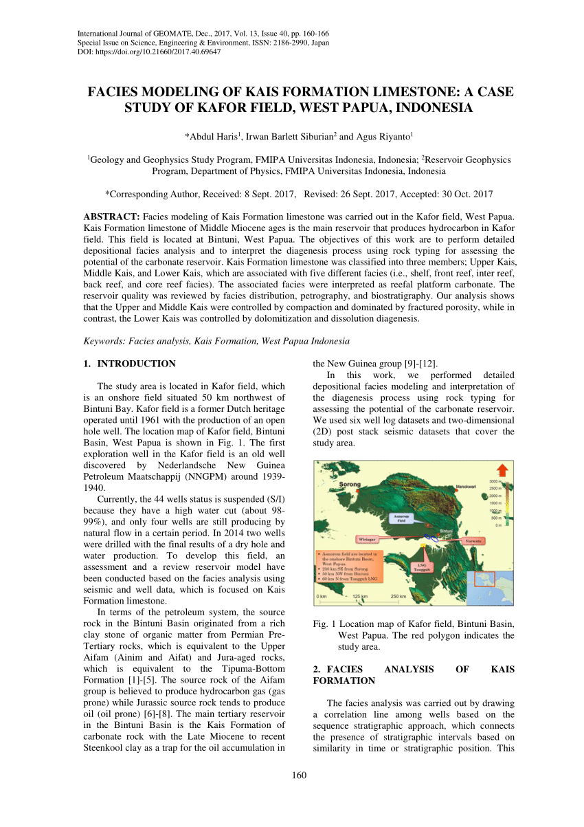 Pdf Facies Modeling Of Kais Formation Limestone A Case - 