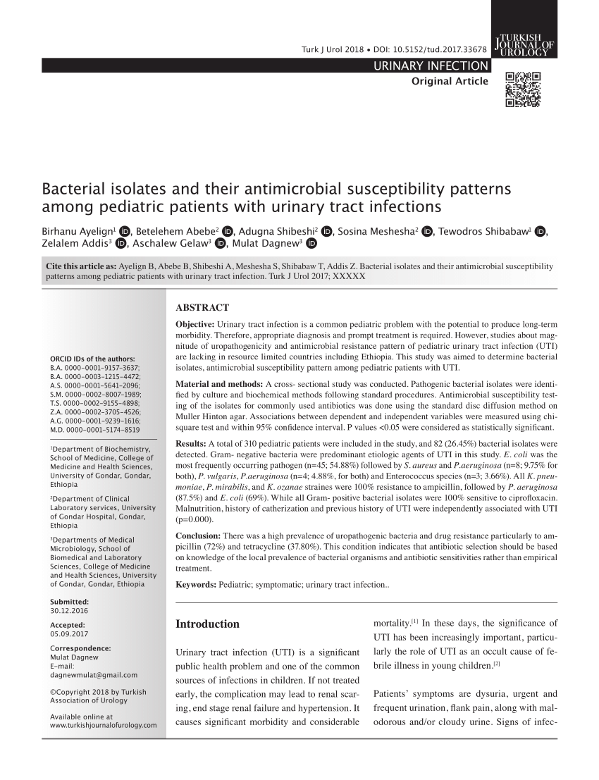 Pdf Bacterial Isolates And Their Antimicrobial Susceptibility Patterns Among Pediatric 6102