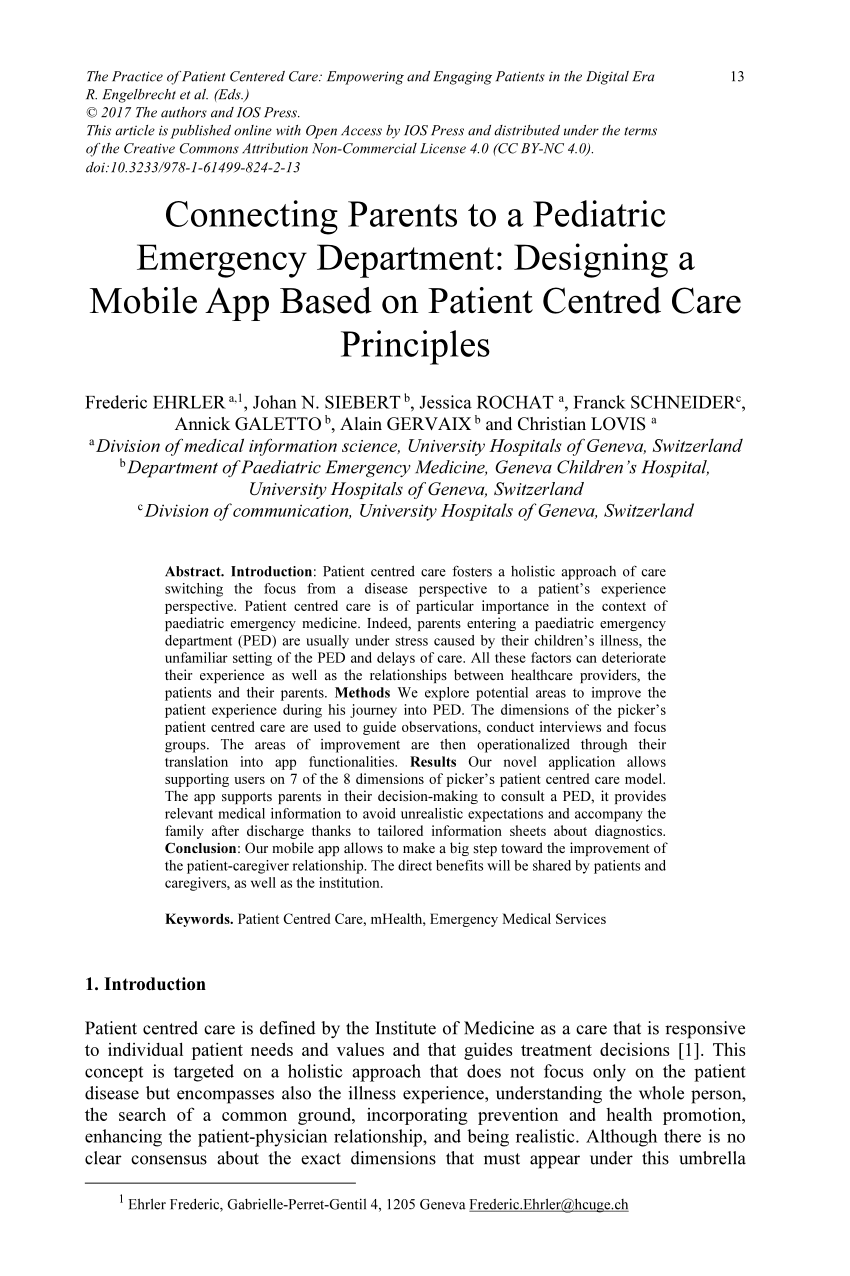 Pdf Connecting Parents To A Pediatric Emergency Department