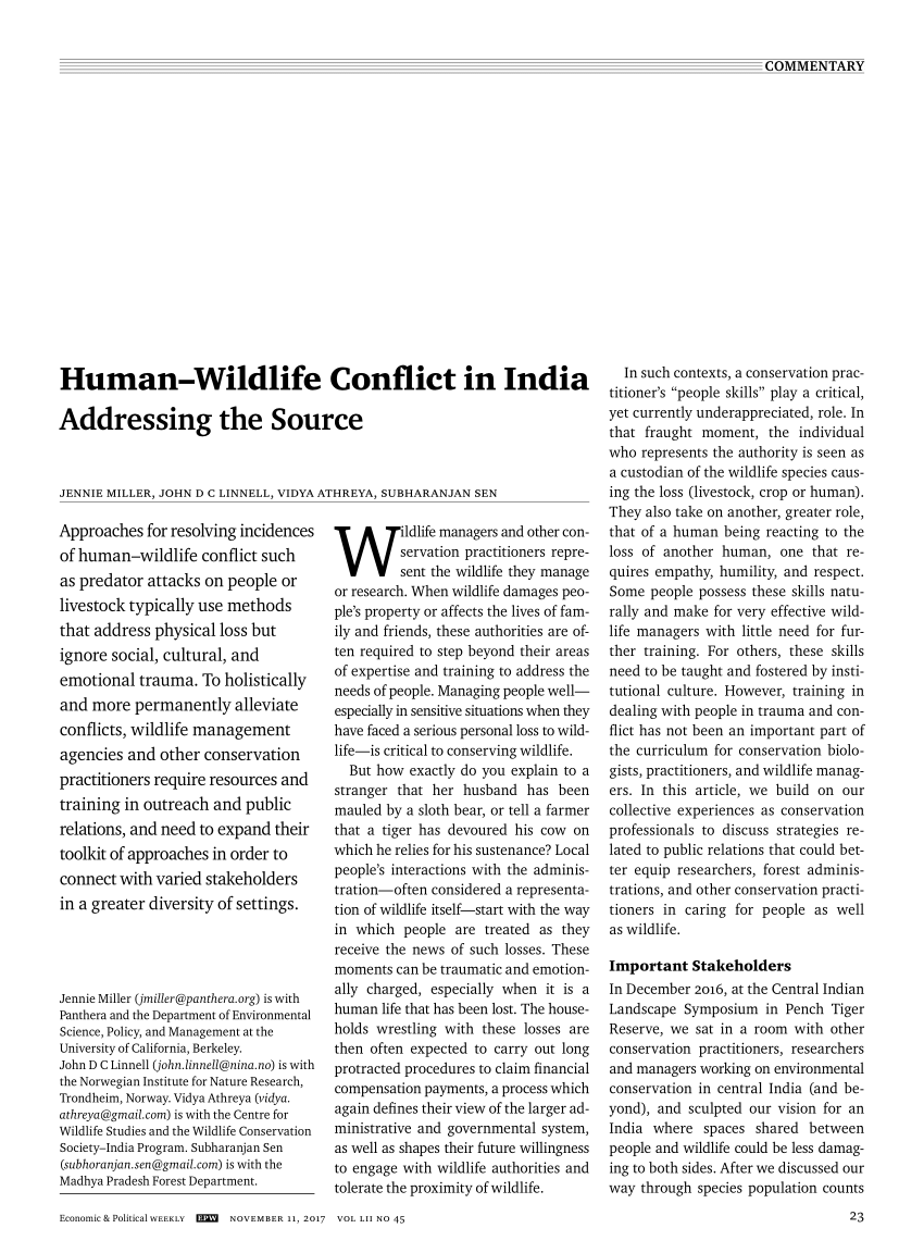 human wildlife conflict in india essay
